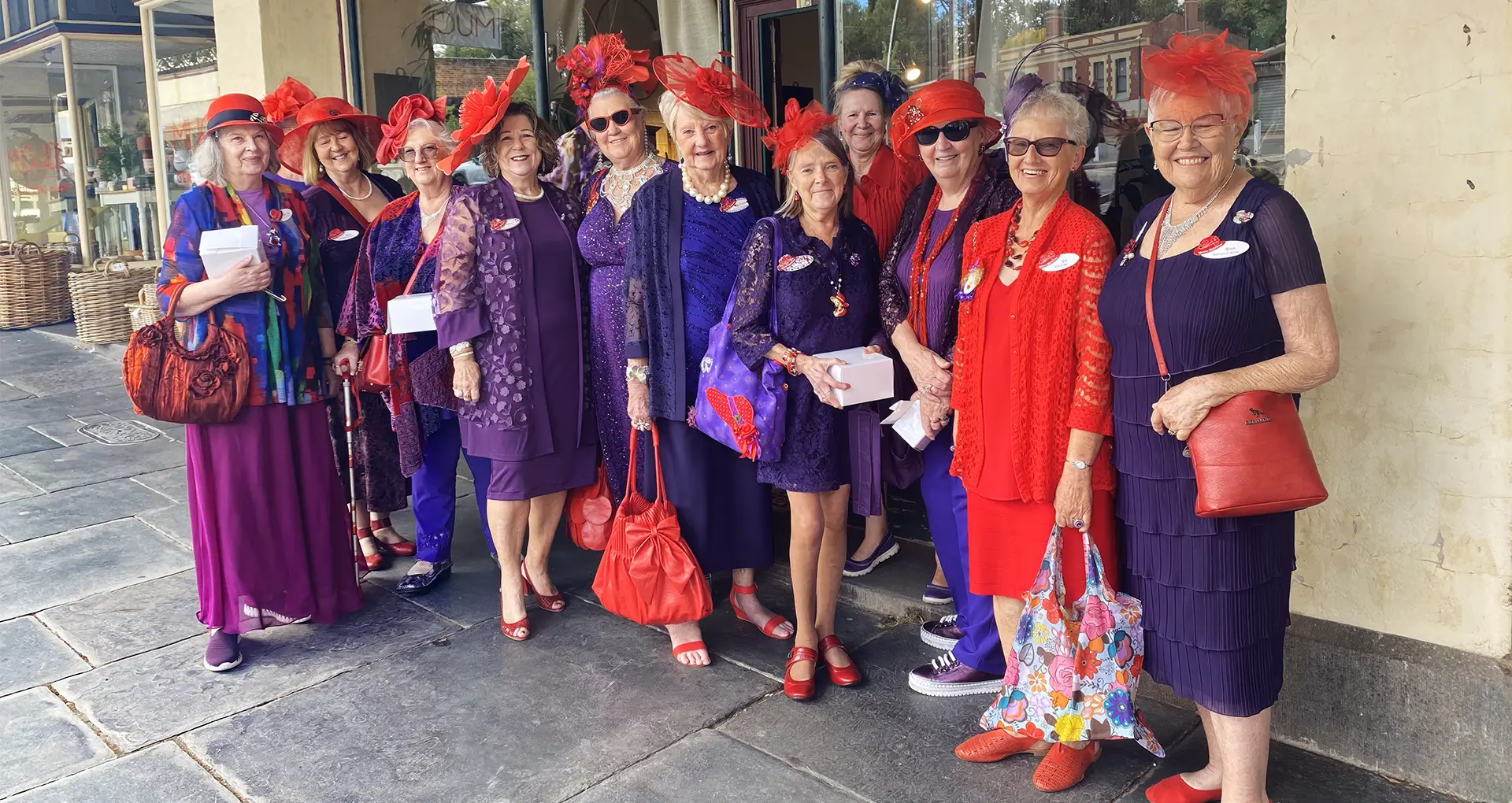 A group of ‘Red Hatters’ called the Golden Gadabouts met in Maldon last week for a cuppa and cake at Maldon Rose. Photo by Claire Cooper.