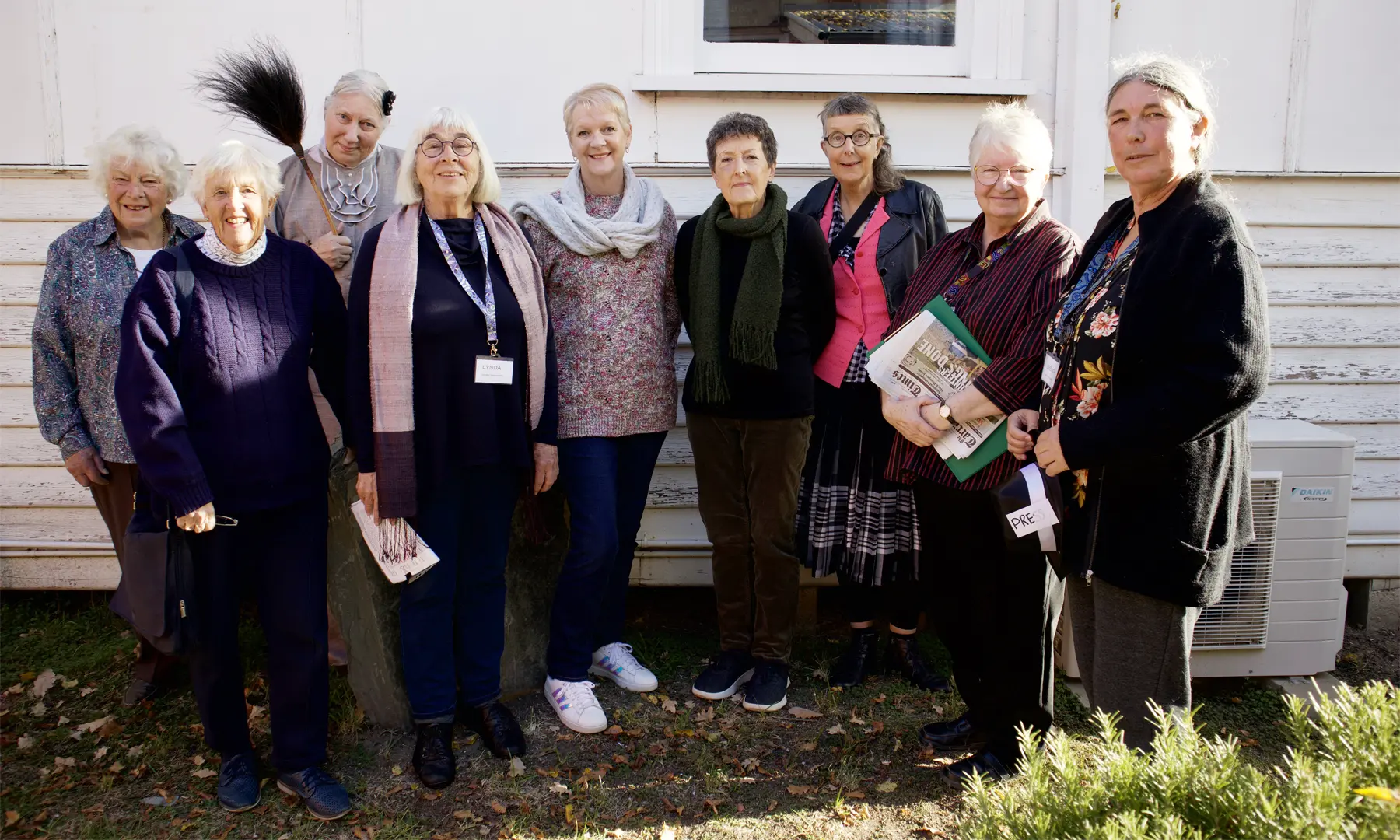Winsome Strickland, Joy Leneaux-Gale, Helen Gramberg as Mrs Beale, Maree Edwards MP, Eirwen Stevenson, Robyn Annear, Tina Fratta and Brenda Shingles at the launch.
