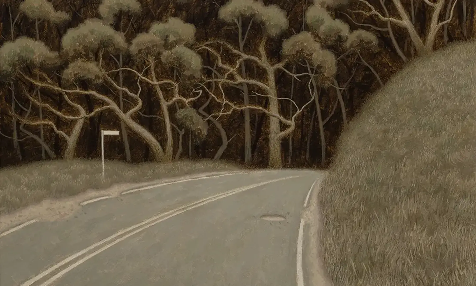 Nick Dridan, Broken Road, 2024. Acrylic on canvas. 45cm x 45cm.