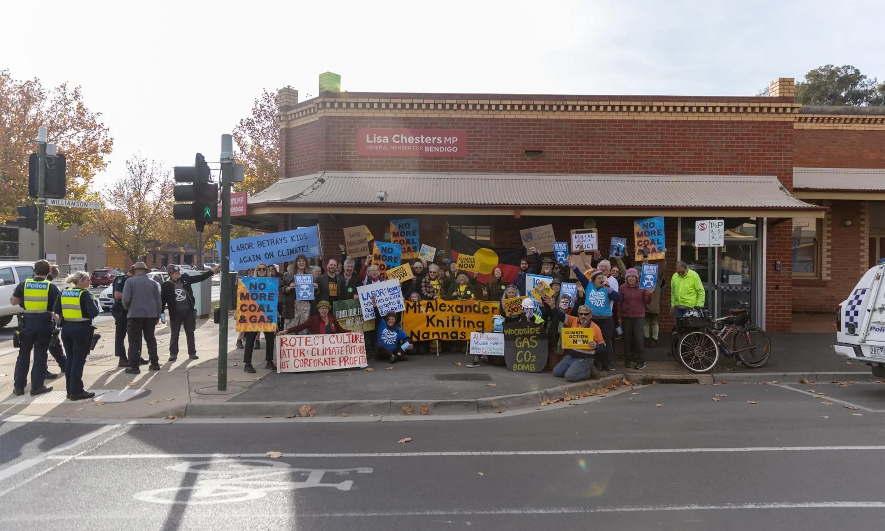 Concerned citizens protesting at the office of Lisa Chesters MP.
