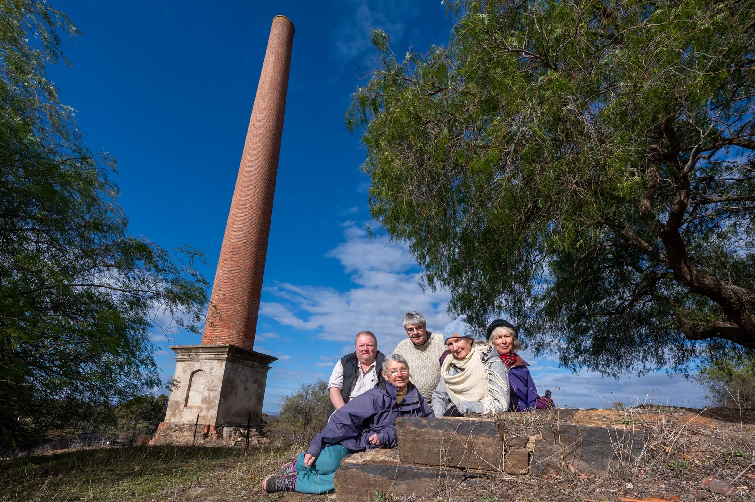 Lee Mead, Friends of the Maldon Historic Reserve; Derek Reid, Maldon Museum and Archives; Tony Kane, Maldon Museum and Archives; Cheryl Kane, Tarrangower Cactus Control Group; and Robyn Ballinger, Maldon Heritage Network. Photo courtesy of Rob Leeson.