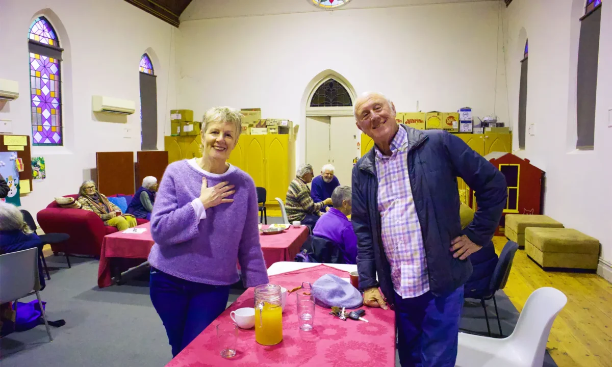 Fiona and Ian at the Maldon Golden Movies afternoon tea.