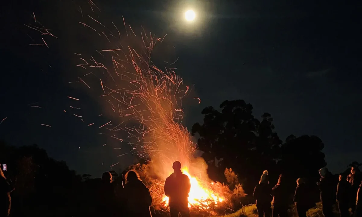 Bonfire at Panacea Estate — clearing the old and welcoming the new.