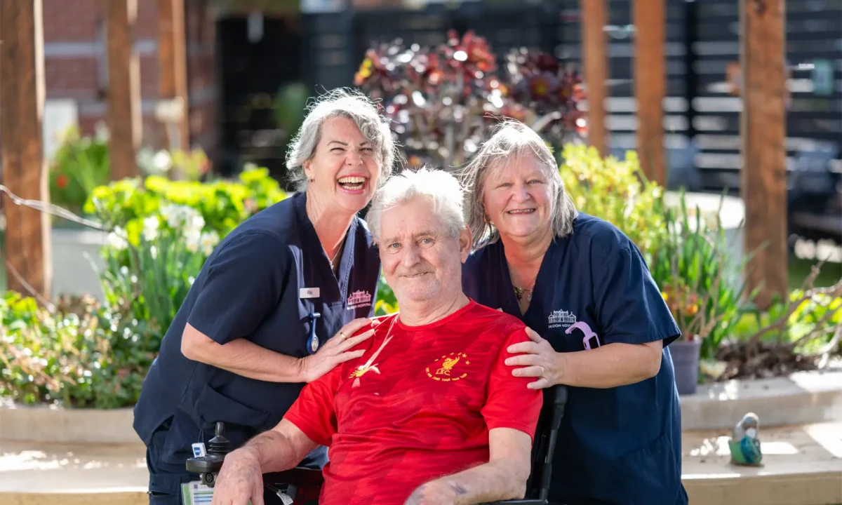 L-R Associate Nurse Unit Manager Riki, resident Paul and EEN Karen at Maldon Hospital for Aged Care Employee Day. Photo courtesy Rob Leeson.