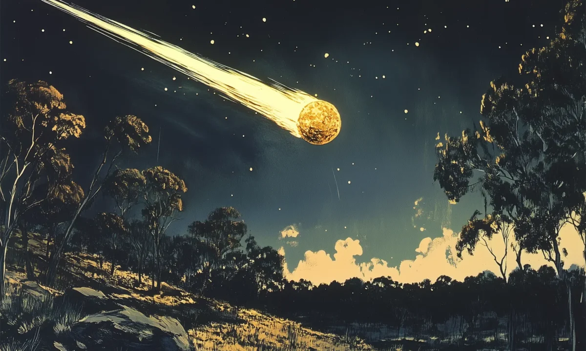 Shooting star lights up sky.