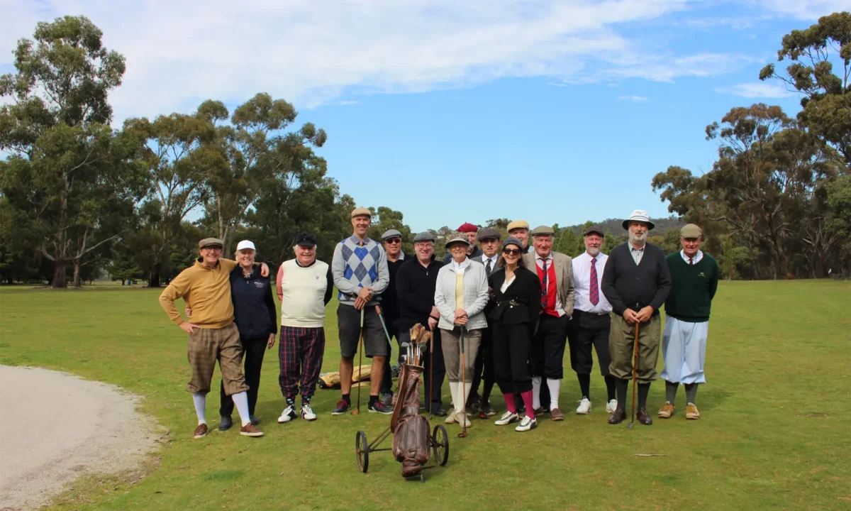 Stylish hickory golf players at last year’s Maldon tournament.