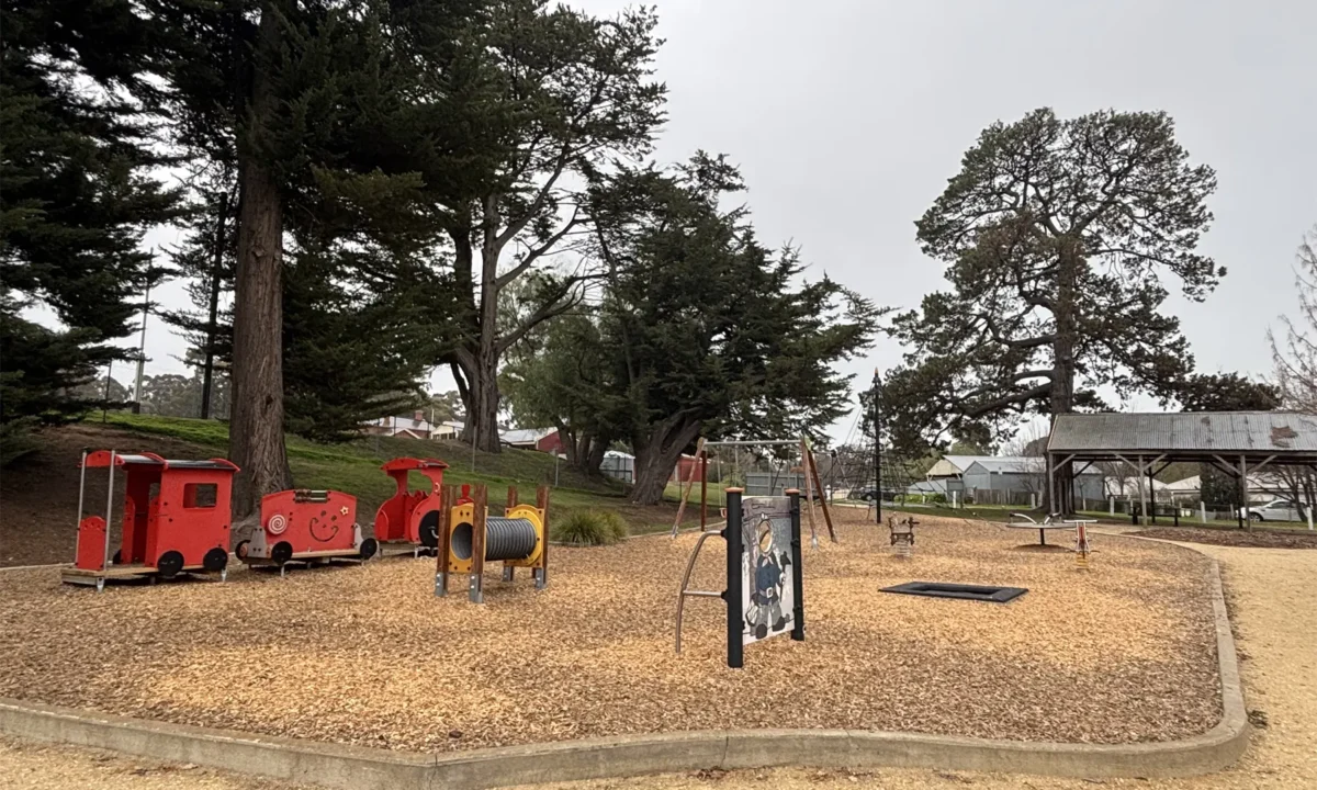 Maldon Playground, situated between the Shire Gardens and Bill Woodful Reserve.