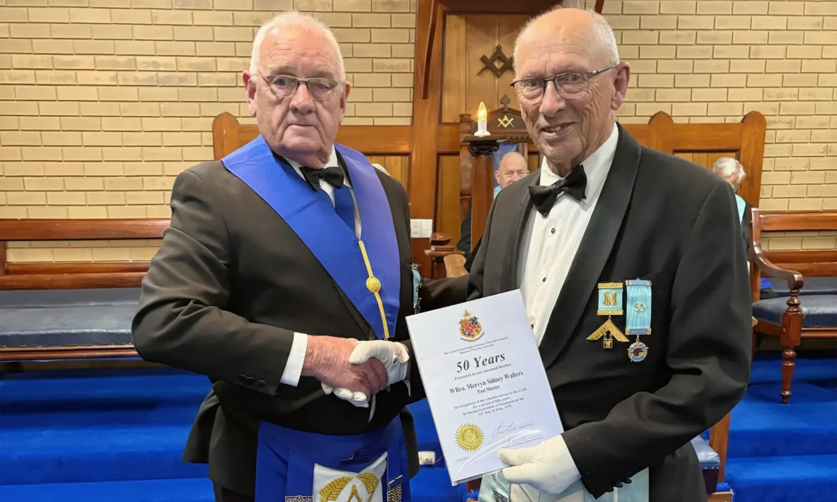 Honouring Wor. Bro. Mervyn Walters on 50 years in Freemasonry