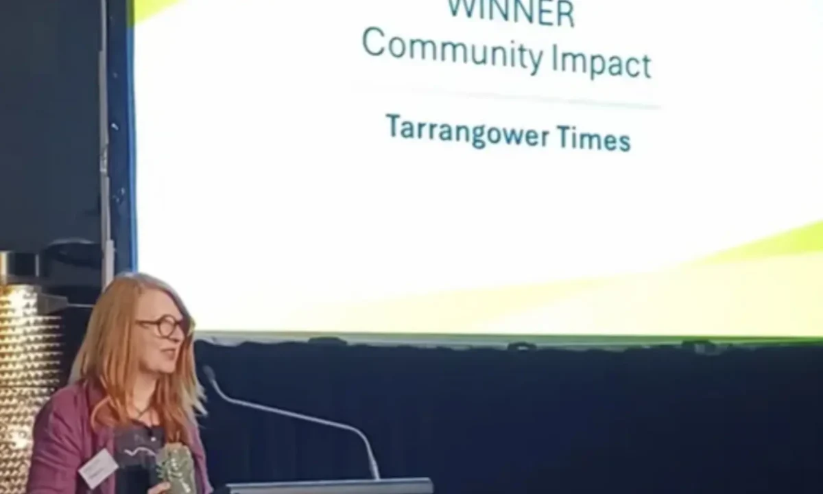 Michelle Dorian during her acceptance speech.