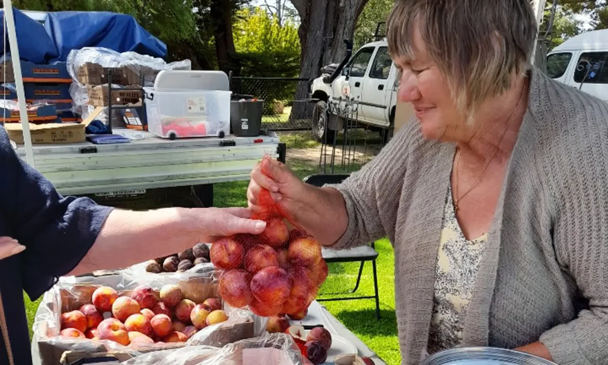 Jim & Jen’s stone fruit at Maldon Market.