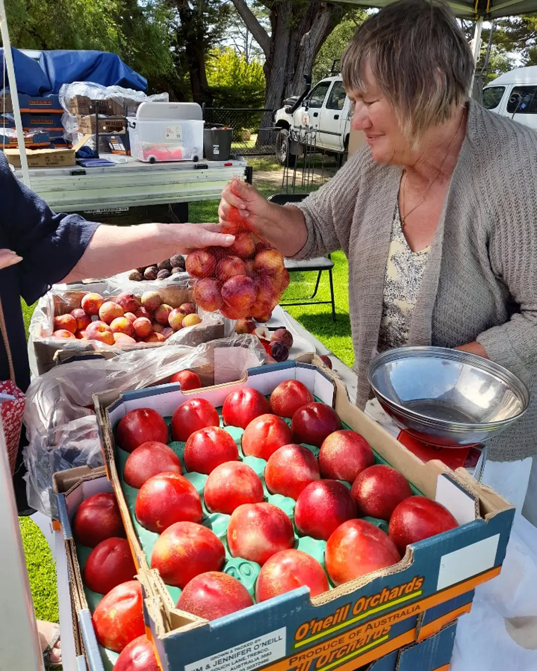 Jim & Jen’s stone fruit at Maldon Market.